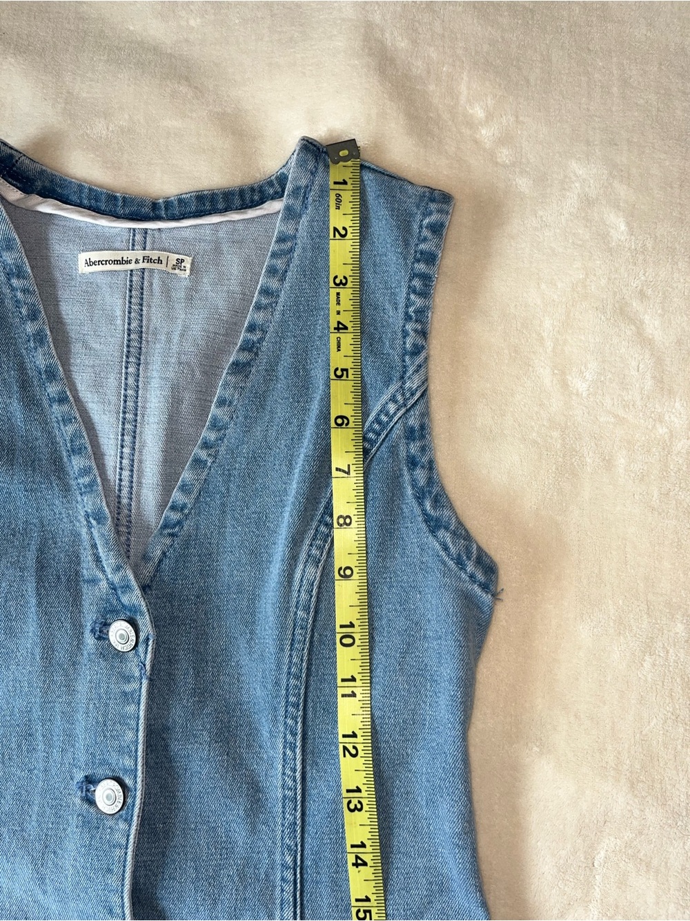 Abercrombie & Fitch Sleeveless Blue Denim Button-Front Dress Cotton Fall Sz SP - Picture 5 of 7